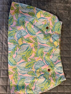Lilly Pulitzer Floral-Leaf Print Band Skirt in Pink, Aqua & Lime